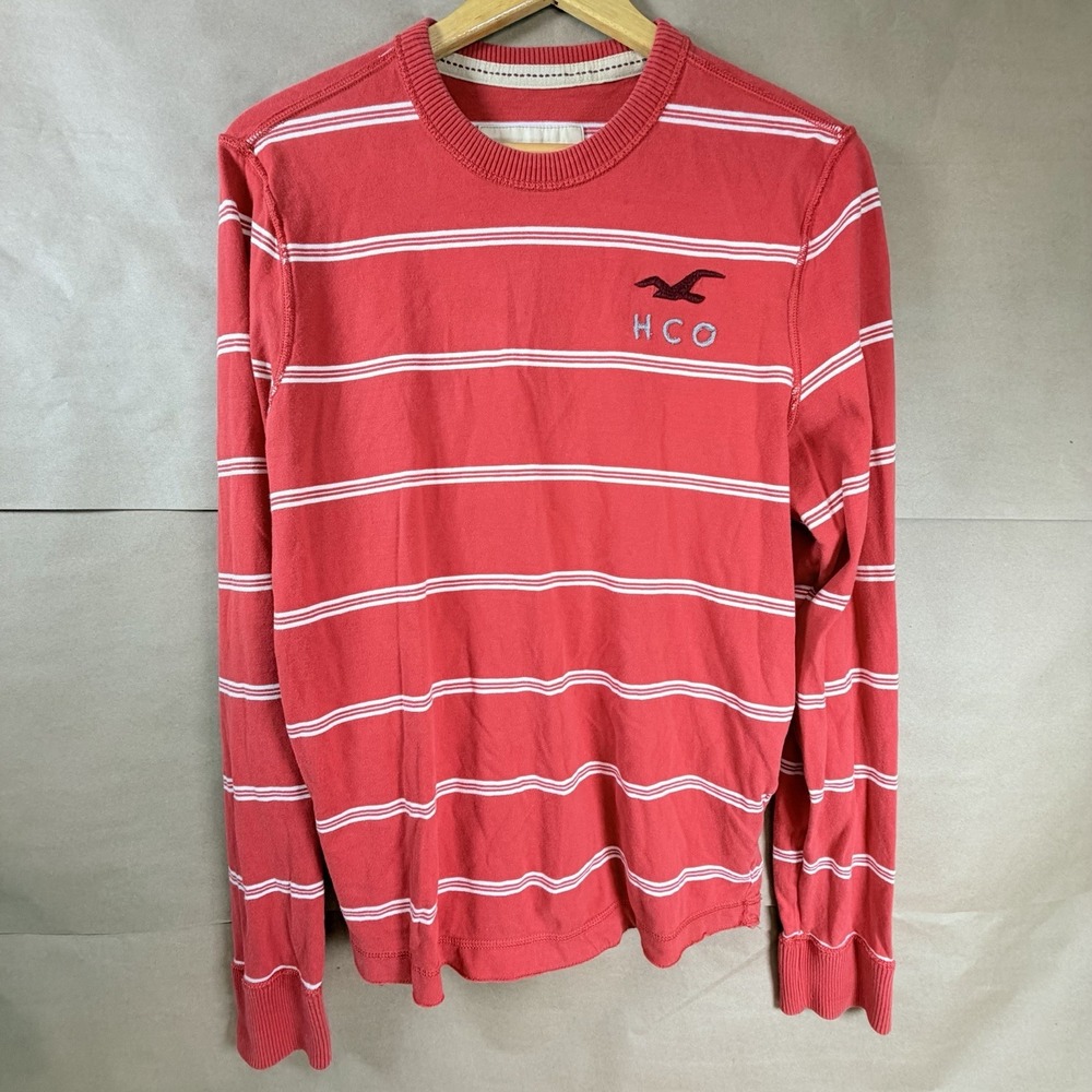 Men's Hollister Co Cotton XL Long Sleeve Shirt Red Stripes
